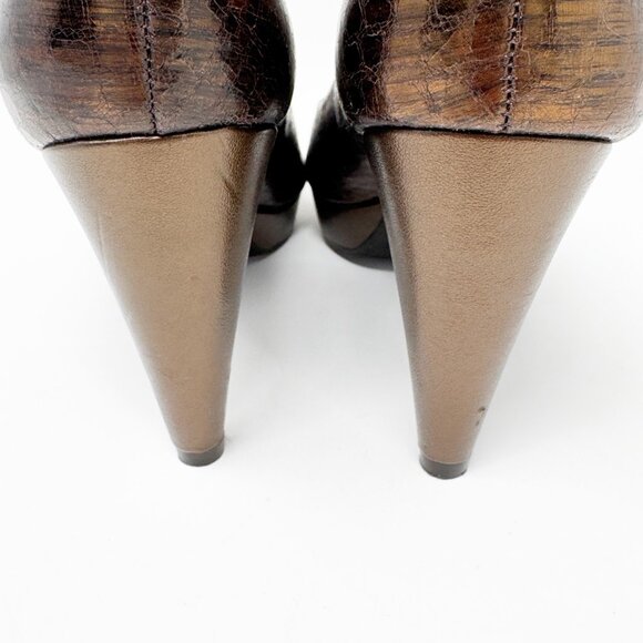 Antonio Melani Womens Metallic Bronze Embossed Leather Heel Pump Size 7.5 - Picture 5 of 12